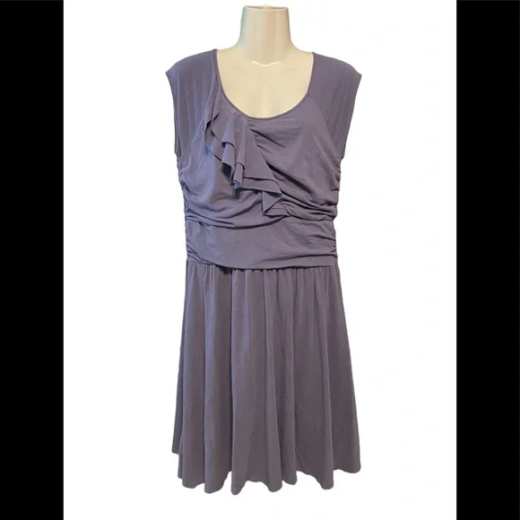 Garnet Hill Blue Ruffle Front Dress - Picture 2 of 8